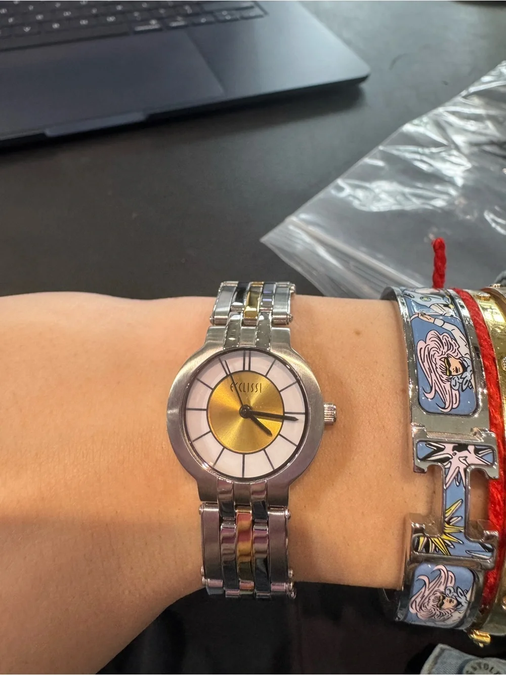 Vintage Ecclissi Ladies Round Two-Tone Gold & Silver Stainless Steel Watch